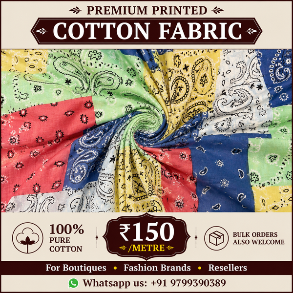 Premium Vibrant Bandana Patchwork Printed Cotton Fabric
