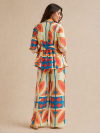 Tropical/Resort Vibe  Sunset Geo Abstract Print Resort Co-ord Set