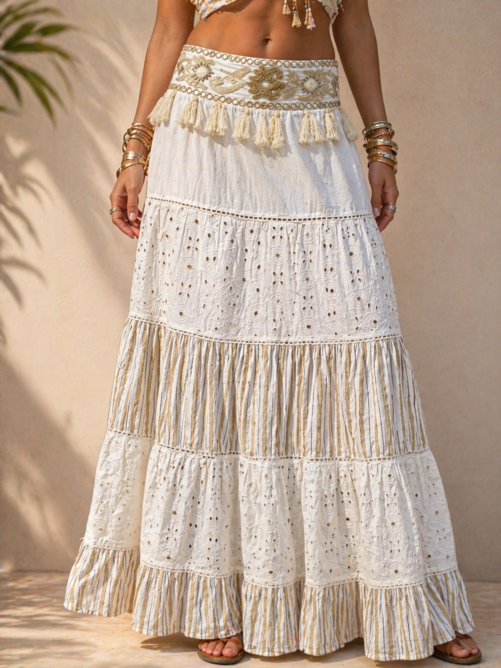 Desert Muse Tiered Lace Maxi Skirt