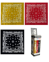 Classic Paisley Cotton Bandana Handkerchiefs (Box of 3)
