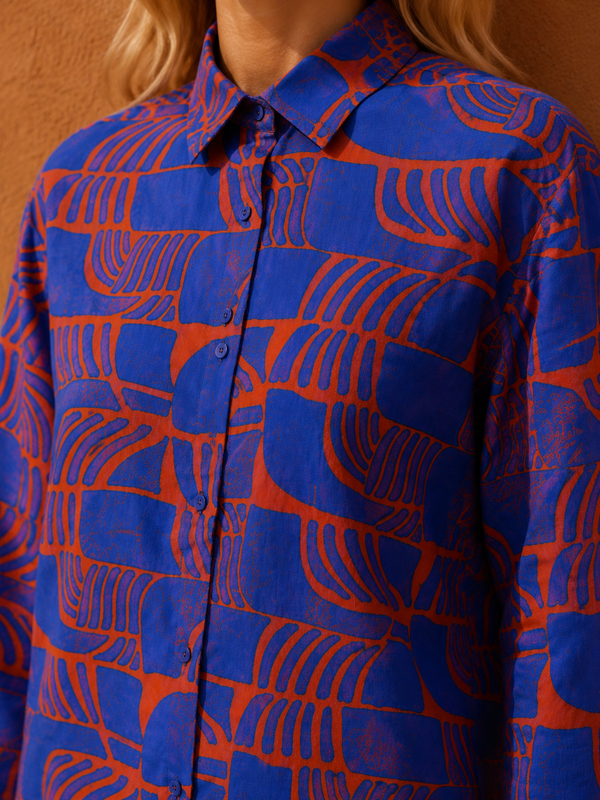 Abstract Graphic Print Oversized Resort Shirt
