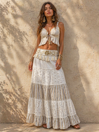 Desert Muse Tiered Lace Maxi Skirt