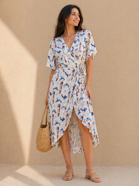 Coastal Twilight Lighthouse Wrap Dress