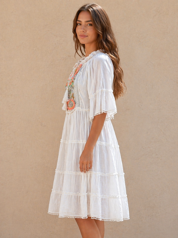 Nomad Spirit Embroidered Babydoll Dress