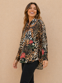 Wild Baroque Leopard & Rose Cotton Shirt