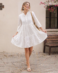 Azure Mosaic Knee-Length Shirt Dress