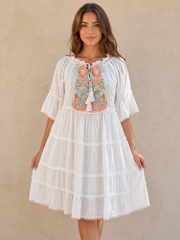Nomad Spirit Embroidered Babydoll Dress