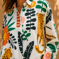 AK Designs Wild Botanical & Leopard Printed Cotton Shirt