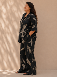 Midnight Bamboo Fluid Wide-Leg Co-ord Set (plus size)