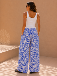 Crimson Oasis Paisley Fluid Palazzo Pants