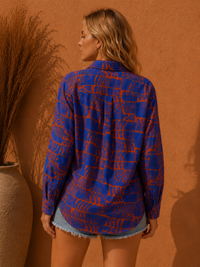 Abstract Graphic Print Oversized Resort Shirt