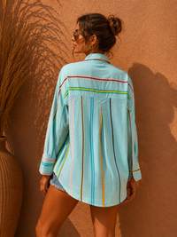 Pastel Multi-Striped Oversized Resort Shirt