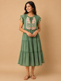 Azure Dream Patchwork Paisley Maxi Dress