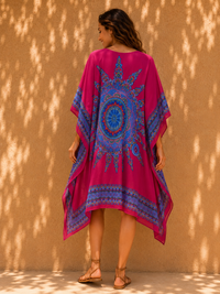 AK Designs Magenta Mandala Printed Viscose Kaftan Dress