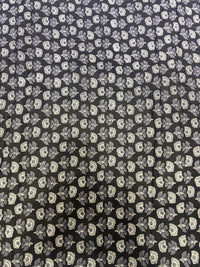 Charcoal Black & Grey Floral Hand-Block Printed Cotton Fabric