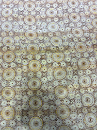 Ochre & Earthy Tonal Mandala Hand-Block Printed Cotton Lurex Fabric