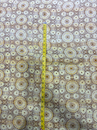 Ochre & Earthy Tonal Mandala Hand-Block Printed Cotton Lurex Fabric