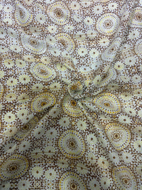 Ochre & Earthy Tonal Mandala Hand-Block Printed Cotton Lurex Fabric