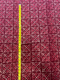 Maroon & Crimson Geometric Quatrefoil Hand-Block Printed Cotton Fabric