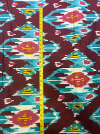 Wine & Vibrant Ikat Print Cotton Fabric