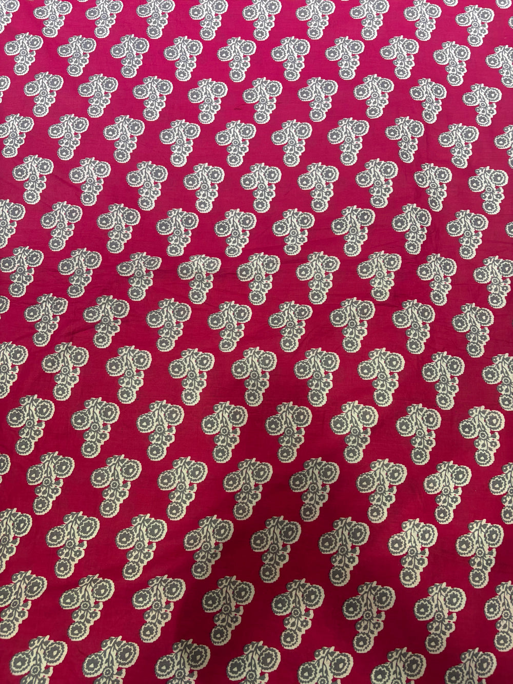Rani Pink & Sage Grey Booti Hand-Block Printed Cotton Fabric