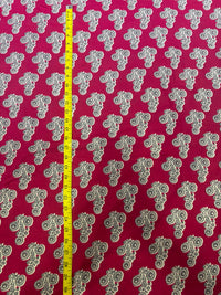 Rani Pink & Sage Grey Booti Hand-Block Printed Cotton Fabric