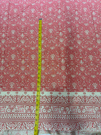 Powder Pink & Peach Jaal Hand-Block Printed Cotton Fabric (with Running Border)