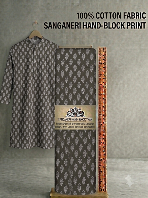 Premium Deep Olive & White Paisley Buti Pure Cotton Fabric