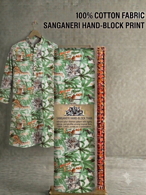 Premium Tropical Safari & Jungle Print Pure Cotton Fabric
