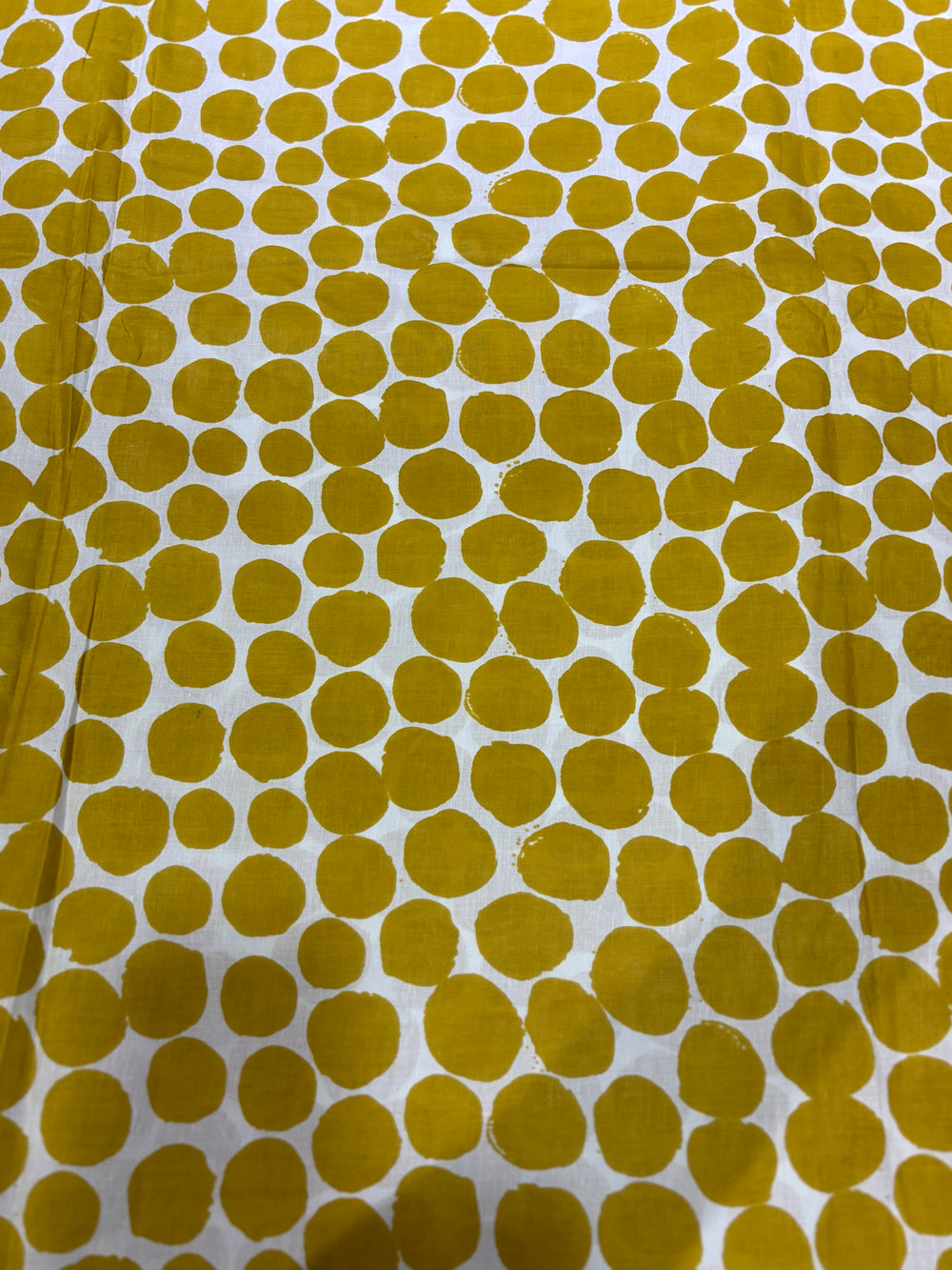 Quirky Hand-Block Style Polka Dot Mustard Cotton Fabric