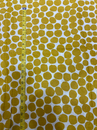 Quirky Hand-Block Style Polka Dot Mustard Cotton Fabric
