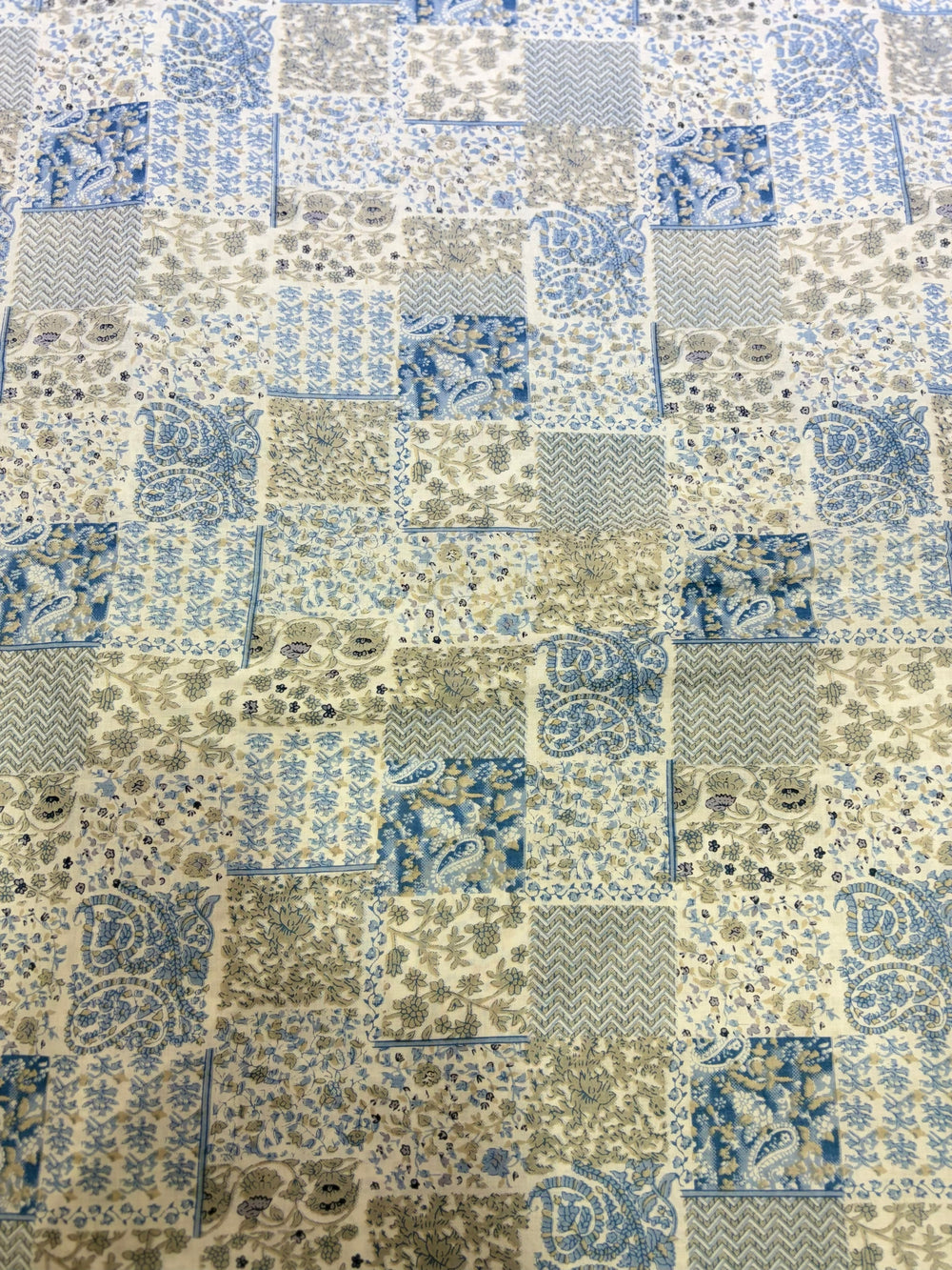 Premium Indigo-Blend Patchwork Floral Cotton Fabric