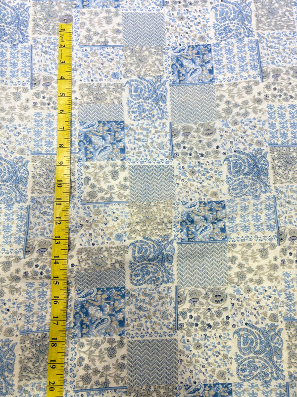 Premium Indigo-Blend Patchwork Floral Cotton Fabric