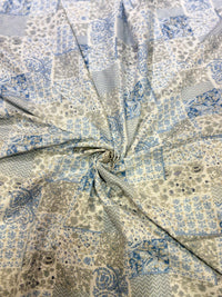 Premium Indigo-Blend Patchwork Floral Cotton Fabric