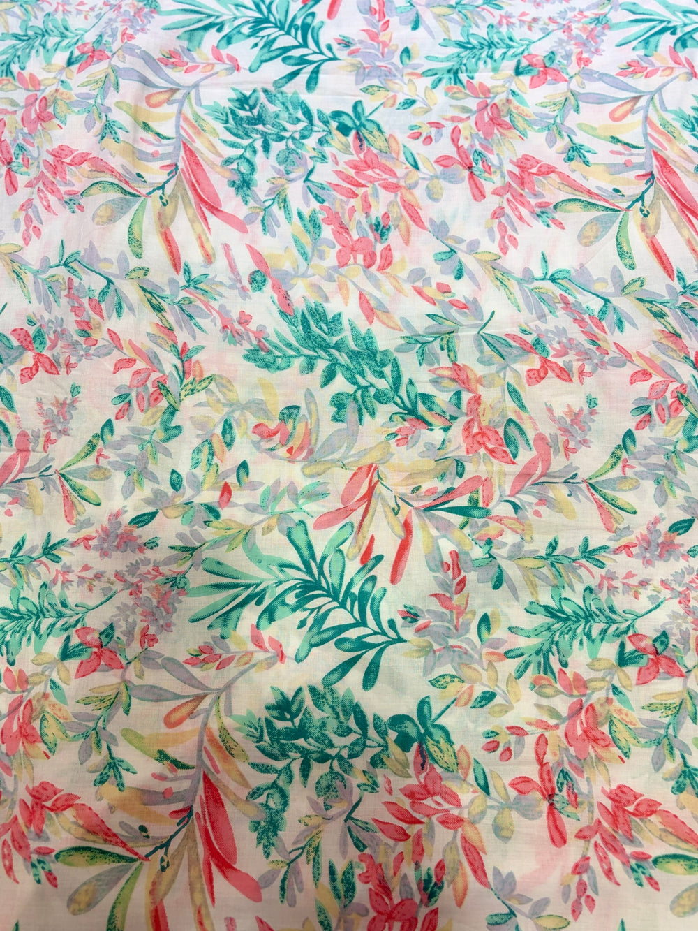 Premium Pastel Botanical Floral Printed Cotton Fabric