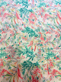Premium Pastel Botanical Floral Printed Cotton Fabric