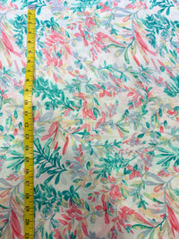 Premium Pastel Botanical Floral Printed Cotton Fabric