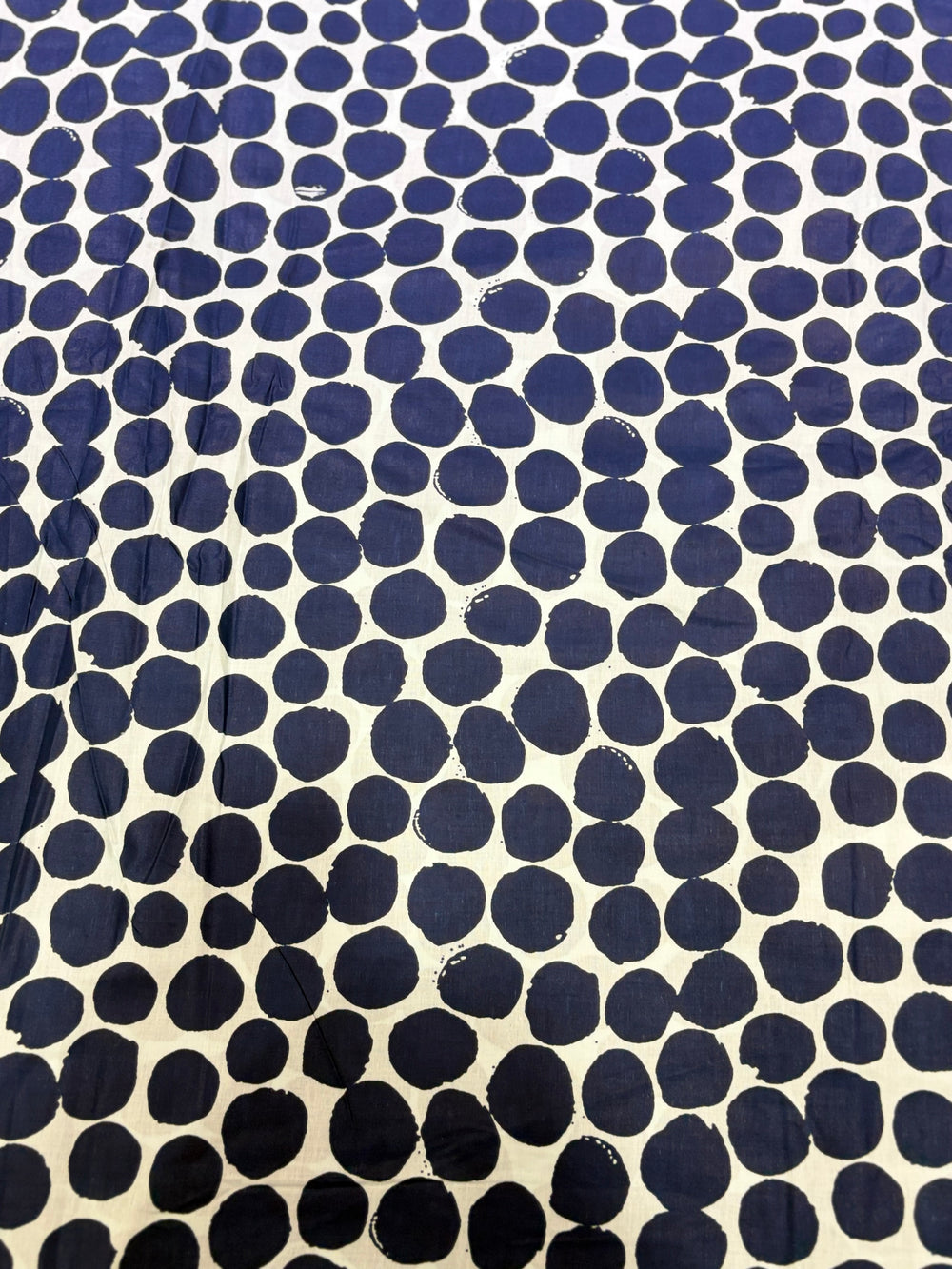 Premium Indigo Hand-Block Style Abstract Polka Dot Cotton Fabric