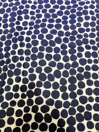 Premium Indigo Hand-Block Style Abstract Polka Dot Cotton Fabric