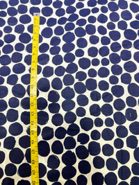 Premium Indigo Hand-Block Style Abstract Polka Dot Cotton Fabric