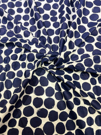 Premium Indigo Hand-Block Style Abstract Polka Dot Cotton Fabric