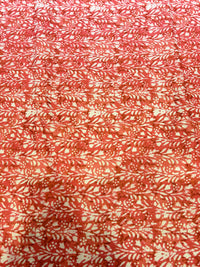Premium Terracotta & Peach Batik Leaf Printed Cotton Fabric