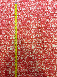 Premium Terracotta & Peach Batik Leaf Printed Cotton Fabric