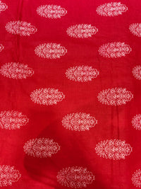 Premium Crimson Red Traditional Sanganeri Buta Printed Cotton Fabric