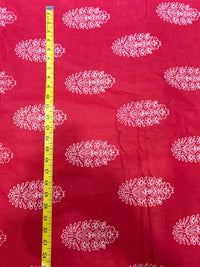 Premium Crimson Red Traditional Sanganeri Buta Printed Cotton Fabric