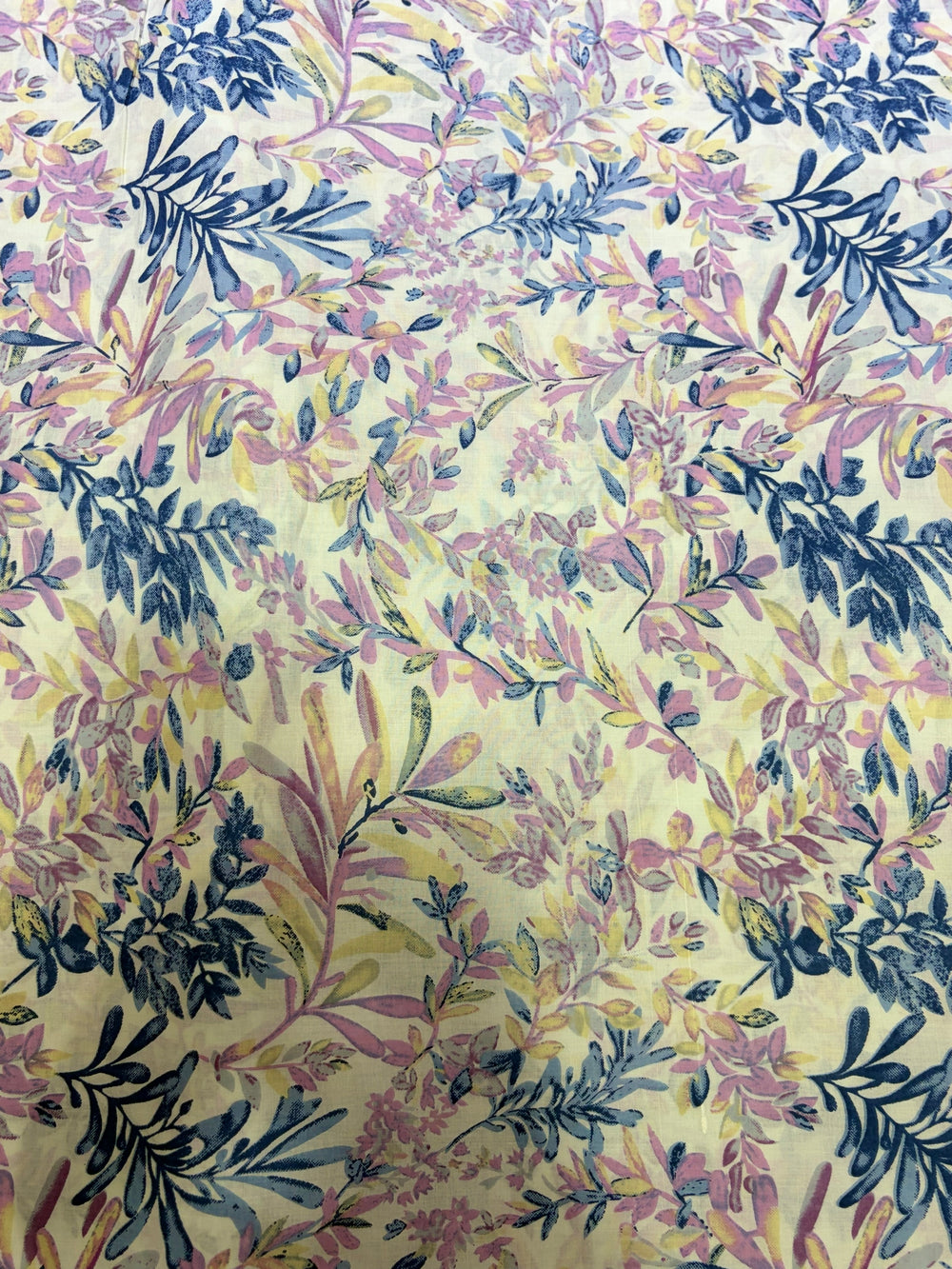 Premium Lavender & Indigo Watercolor Botanical Printed Cotton Fabric