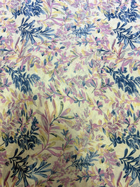 Premium Lavender & Indigo Watercolor Botanical Printed Cotton Fabric