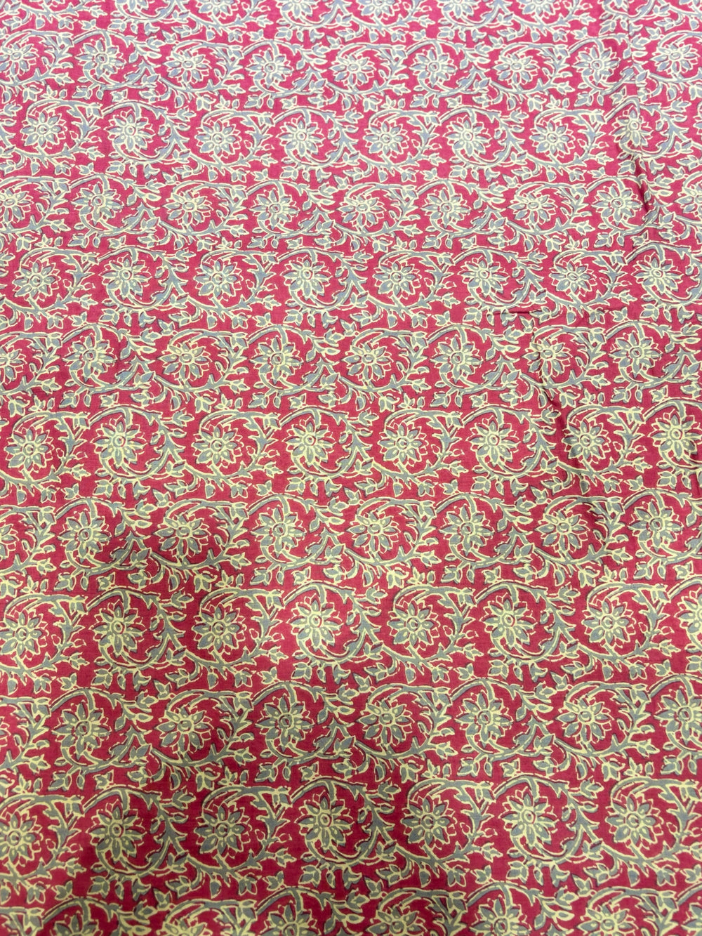 Premium Magenta & Sage Green Traditional Jaal Block Printed Cotton Fabric