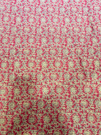 Premium Magenta & Sage Green Traditional Jaal Block Printed Cotton Fabric