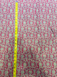 Premium Magenta & Sage Green Traditional Jaal Block Printed Cotton Fabric